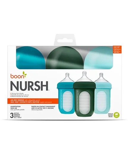 Boon Nursh Silicone Pouch Feeding Bottle 236mL + Tripod Formula Dispenser - 4 Pieces