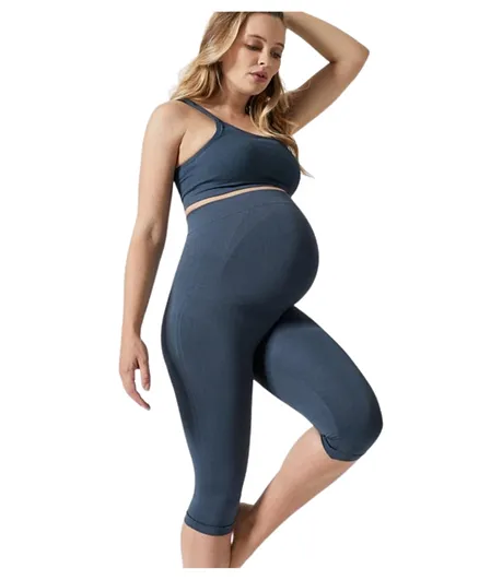 Mums & Bumps Blanqi Maternity Belly Support Crop Leggings - Storm Blue