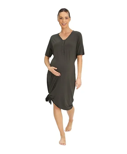 Mums & Bumps-Angel Maternity & Nursing Dress + Matching Baby Wrap - Khaki