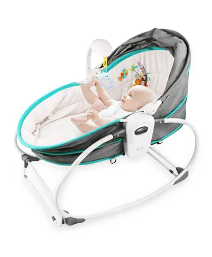 Teknum - 6 In 1 Cozy Rocker Bassinet with Wheels, Awning & Mosquito net - Green
