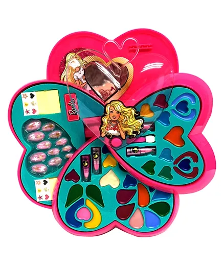 Barbie Pink Heart With 4 Deck Cosmetic Case