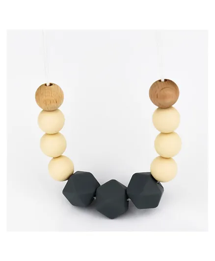 Desert Chomps Boho Chic Silicone & Wooden Teething Necklace - Earthy Stone