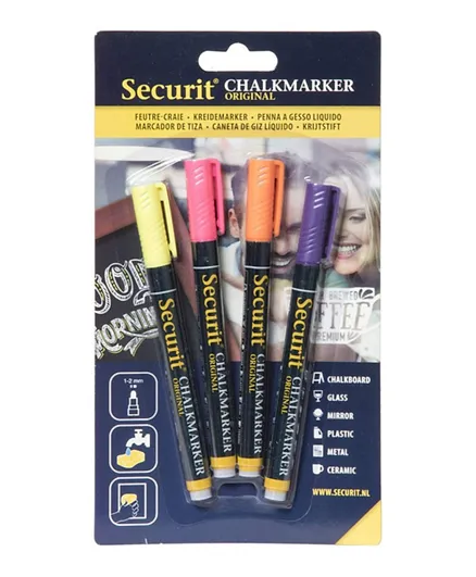 Securit Liquid Chalk Marker Tropical - Pack of 4