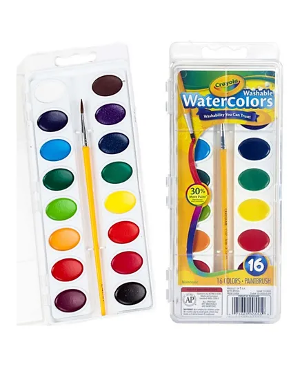 Crayola Washable Watercolour Paints With Plastic Handled Brush Multicolor - Pack of 17