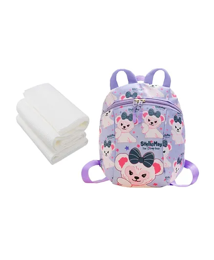 Star Babies School Bag With Disposable Towel 3 Pieces Lavender - 10 Inches