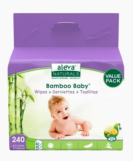 Aleva Naturals Bamboo Baby Wipes Value Pack - 240 Pieces