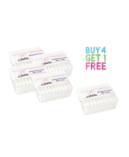 Cybele Cotton Buds Safety Pack of 5 - 50 Pieces Each