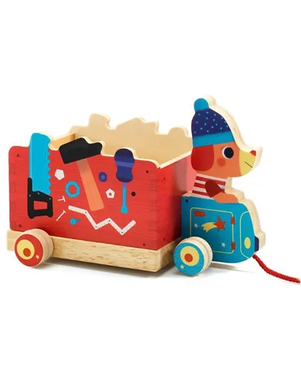 Djeco Jo Truck Pull Along Toy - Multicolour