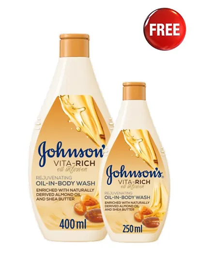 Johnson's Vita-Rich Rejuvenating Oil-In-Bodywash 400ml + 250ml - Free