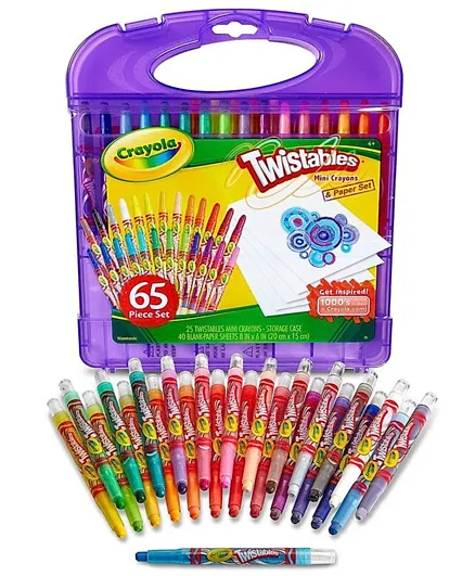 Crayola Hardcase Twistables Mini Crayons and Sheets Multicolor - Pack of 65