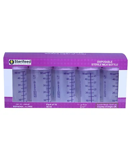 Sterifeed Sterile Disposable Baby Bottle Pack of 10 - 50 ml each