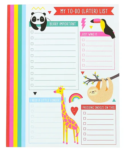 Happy Zoo Just Hanging My To-Do Printed Notepad - Multicolor