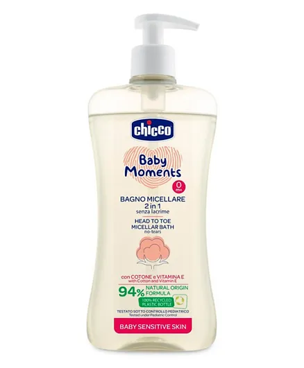 Chicco Baby Moments Head to Toe Micellar Bath No Tears for Baby Sensitive Skin - 500mL