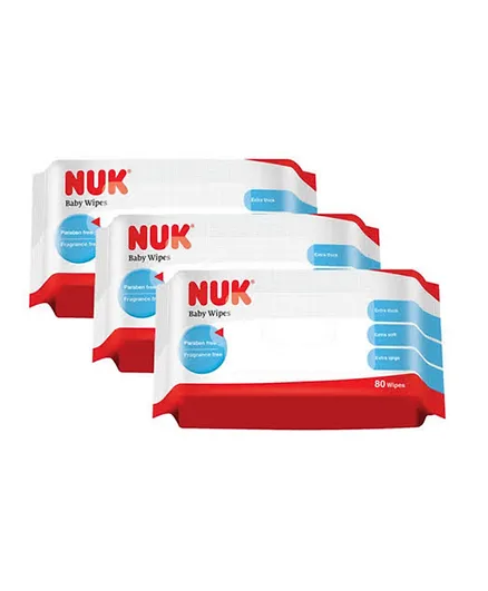NUK Baby Wipes Pack of 3 - 80 Pieces Each