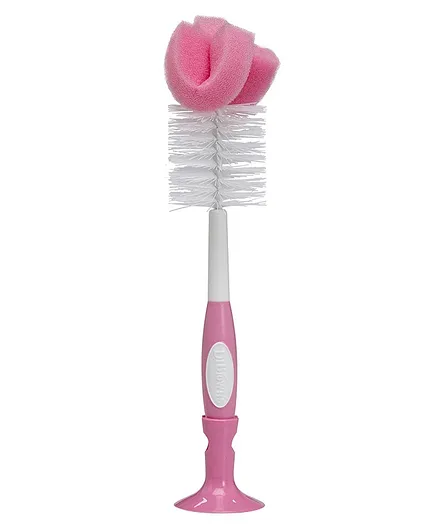 Dr. Brown's Deluxe Bottle Brush Pink, BPA-Free Ergonomic Anti-Splash with Nipple Cleaner and Storage Clip, 0M+