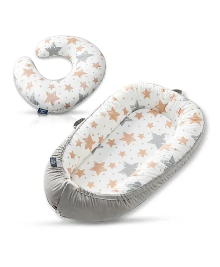 Eazy Kids Little Story Lounger Bed with Baby Nursing and Feeding Pillow - Galaxy