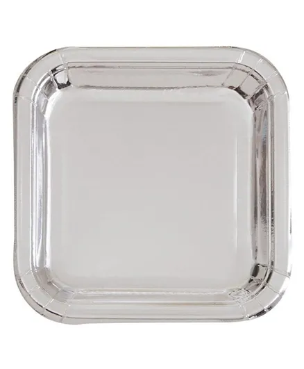 Unique Silver Square Plate Pack of 8 - 9 Inches