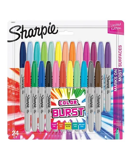 Sharpie Permanent Fine Markers Pack of 24  - Assorted