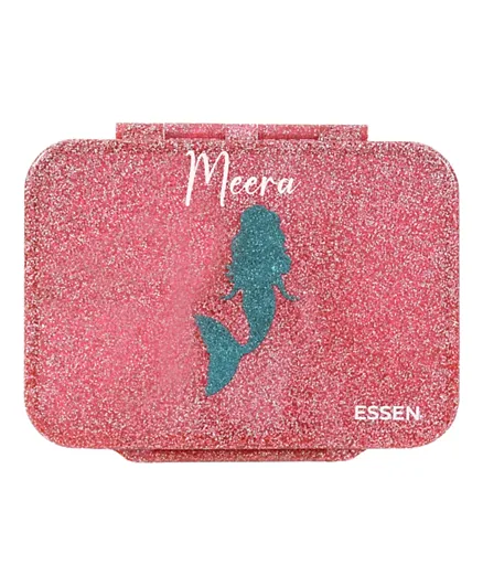 Essen Personalized Tritan Bento Lunch Box – Pink Glitter Mermaid