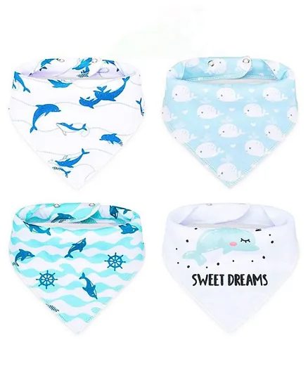 Little Story Bandana Drool Bibs Pirates Multi Color - Pack of 4