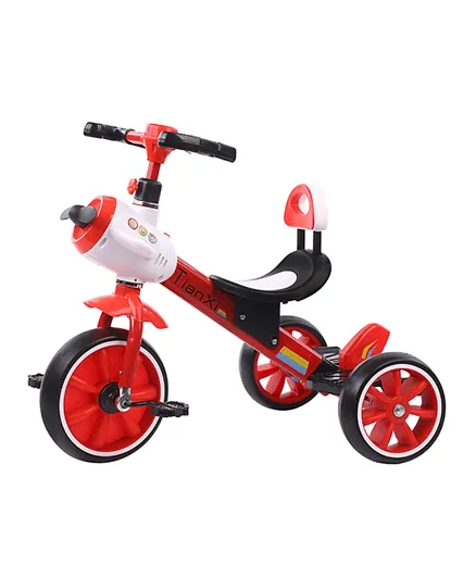 فاب ان فانكي - دراجة ثلاثية العجلات للأطفال مع أضواء - أحمر