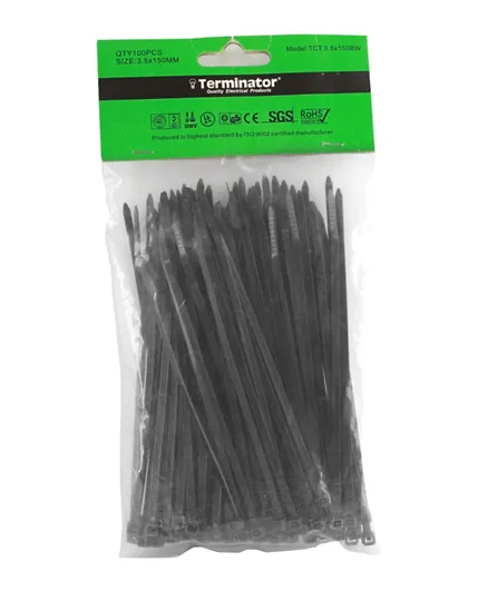 Terminator Cable Tie TCT Black - 100 pieces