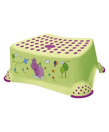 Keeeper Step Stool With Anti-Slip Function Hippo Print - Green
