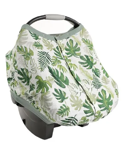 Little Unicorn Cotton Muslin Car Seat Cover Tropical Leaf - Pack of 1