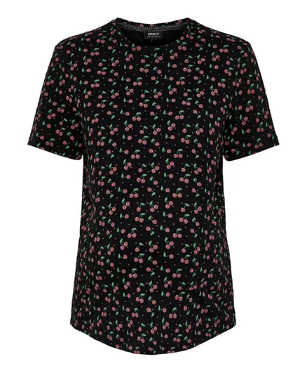 Only Maternity Cherries Printed Maternity Tee - Black