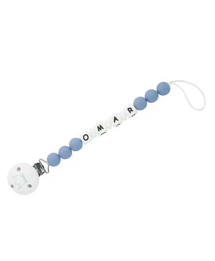 Littlemico Silicone Personalised Pacifier Holder - Dusty Blue