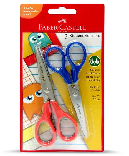 Faber Castell Student Scissors in Blister Card Assorted - 2 Pieces