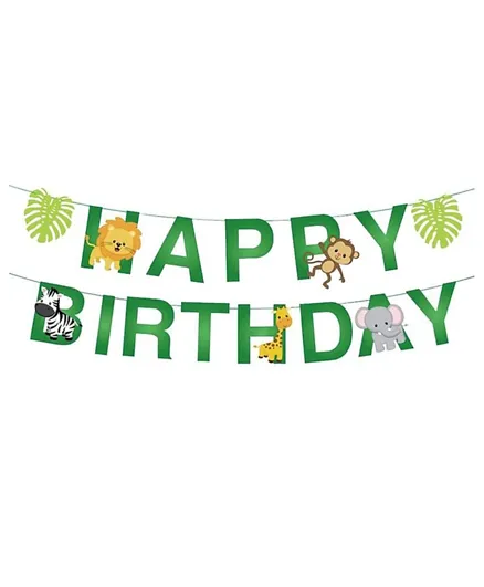 Party Propz Jungle Theme Happy Birthday Banner - Green