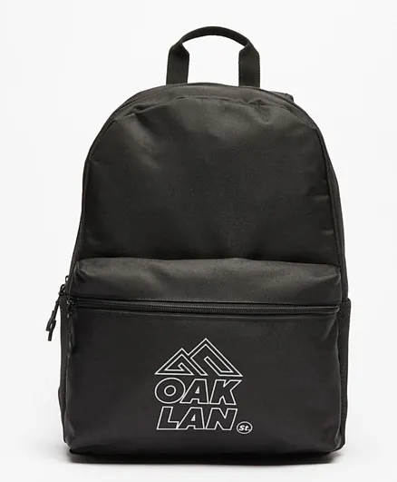 Oaklan by ShoeExpress Logo Print Backpack with Adjustable Shoulder Straps Black - 15.3 Inch