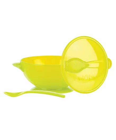 Nuby Suction Bowl With Spoon & Lid - Yellow