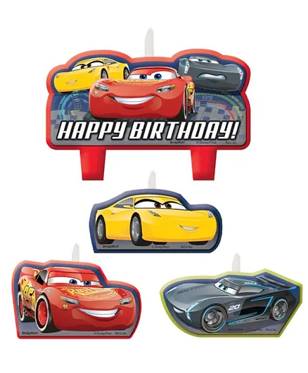 Party Centre Disney Cars 3 Birthday Candle Assorted Sizes Set - Pack of 4