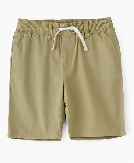 Jam Elastic Waist Side & Back Pocket Shorts - Olive