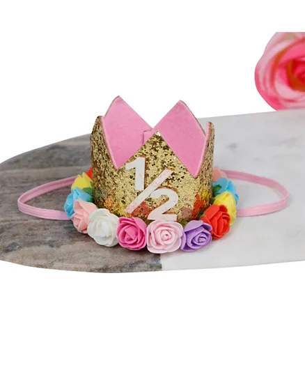 Plushbabies Half Birthday Party Crown headband - Multicolor