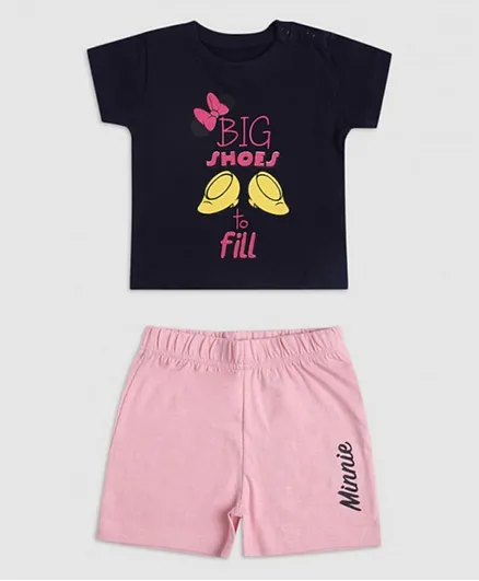 Zarafa Minnie Big Shoes to Fill Graphic T-Shirt & Shorts Set - Black