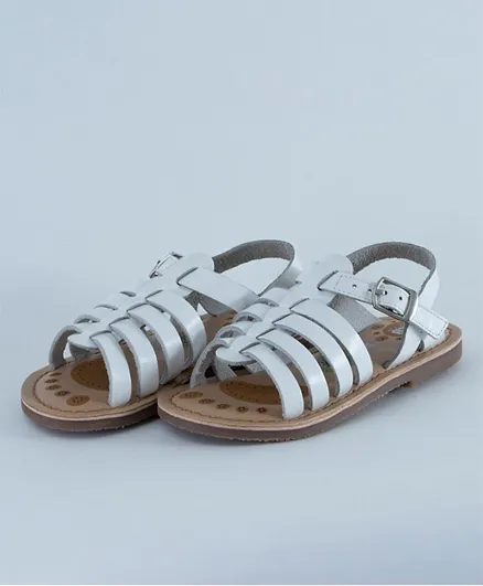 Just Kids Brands Luna Buckle Flat Sandals - White