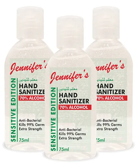 Jennifer's Sensitive Pack of 3 Hand Sanitizer - 75ml