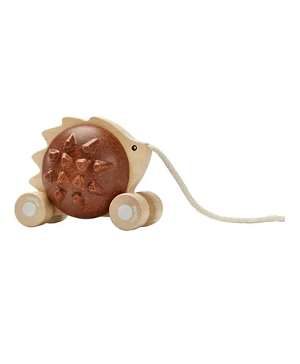 Plan Toys Wooden Pull Along Hedgehog Sustainable Play - Brown