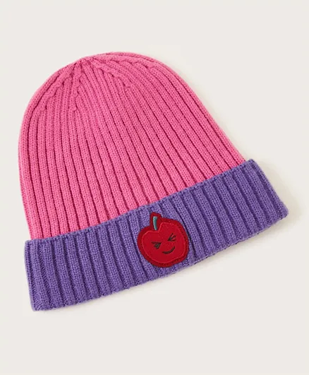 قبعة بيني بتصميم تفاحي من مونسون تشيلدرن - وردي وأرجواني