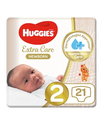 Huggies Extra Care Newborn Diapers Size 2 - 21 Pieces