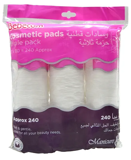 Bebecom Cosmetic Pads Triple Pack - 240 Pieces