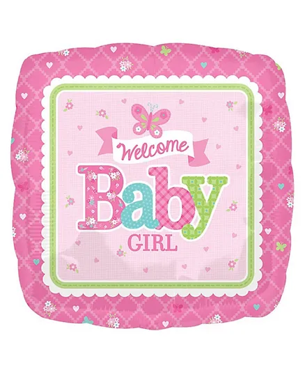 Party Centre Welcome Baby Girl Butterfly Foil Balloon - 71.12 cm