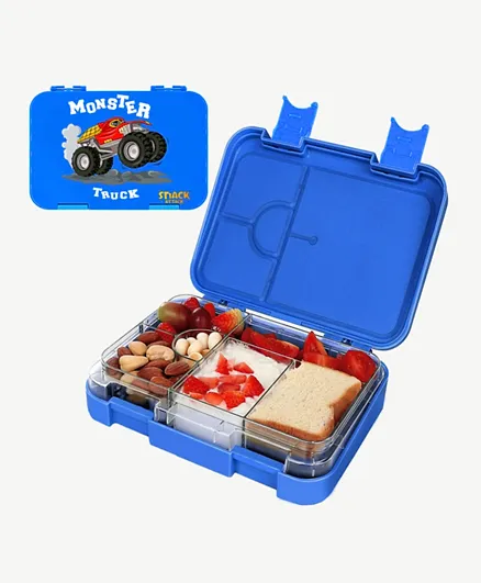 Snack Attack 4 & 6 Convertible Compartments Bento Lunch Box - Blue