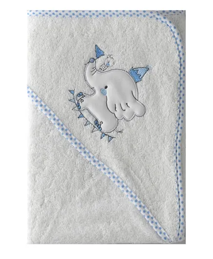 Smart Baby Baby Boy Hooded Towel - White Blue
