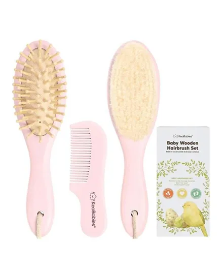 Keababies Baby Hair Brush and Comb Set - Oval Blush