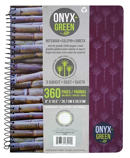 Onyx & Green Eco Friendly  5 Subject Notebook (6903) - Multicolor