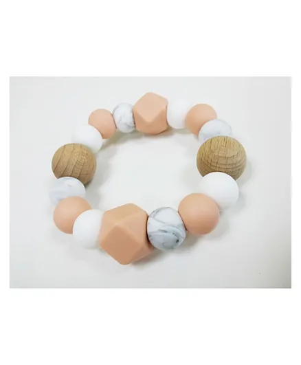 One.Chew.Three Textured Silicone Teether - Peach Marble Scatter